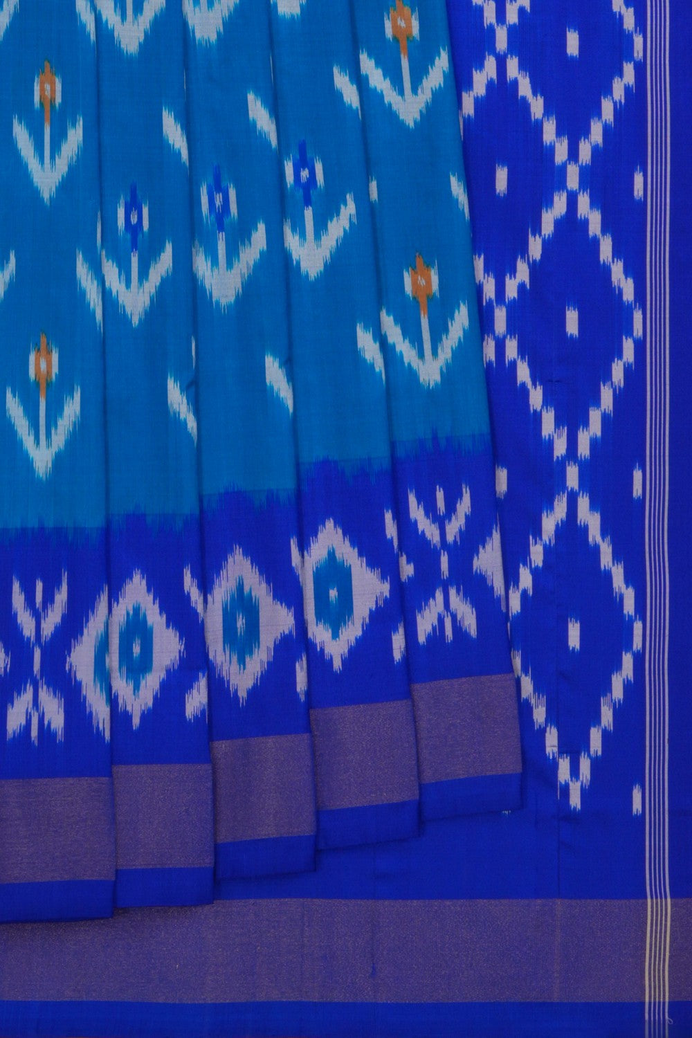 Image of Pochampally Ikat Blue Saree
